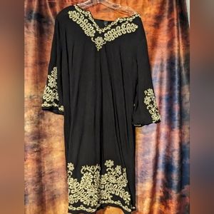 INC Black Dress/Top With Gold and White Trim- 2x